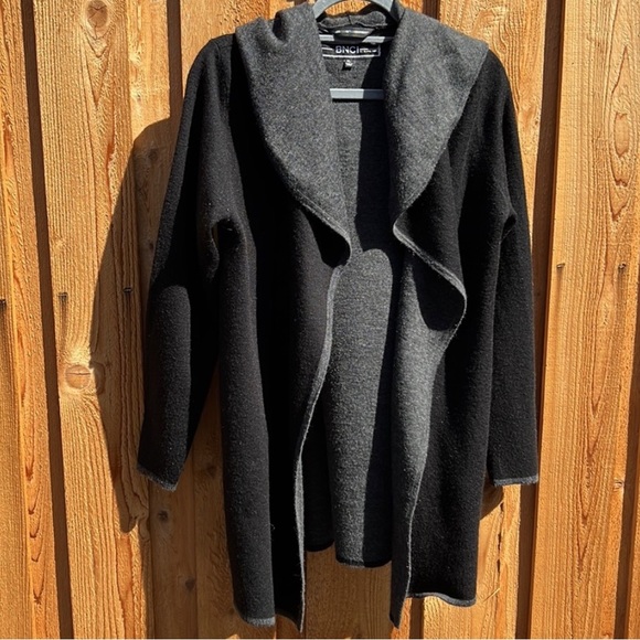 BNCI Sweaters - BNCI -Blanc Noir Black & Gray Hooded Cardigan Women’s Size XL Pockets